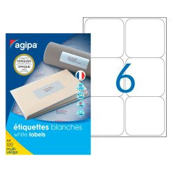 Etiquettes opaques multi usages 99,1 x 93,1 mm Agipa 102421 blanches - boite de 600