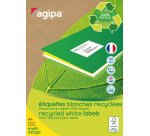 Etiquettes adresse recyclées 105 x 148,5 mm Agipa 101193 blanches multi-usages - Boîte de 400