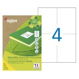 Etiquette adresse recyclée 105 x 148,5 mm Agipa 101193 blanche multi-usage - Boîte de 400