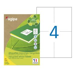 Etiquette adresse recyclée 105 x 148,5 mm Agipa 101193 blanche multi-usage - Boîte de 400