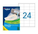 Etiquettes adresse multi usage 70 x 35 mm Agipa 100800 blanches - boite de 12000