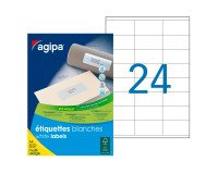Etiquettes adresse multi usage 70 x 35 mm Agipa 100800 blanches - boite de 12000