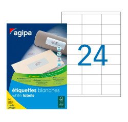 Etiquette adresse multi usage 70 x 35 mm Agipa 100800 blanche - Boîte de 12000