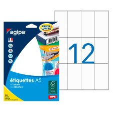 Box of 192 adhesive labels Agipa 100313 white 70 x 37 mm inkjet and laser