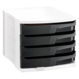 Classifying module Bruneau 4 drawers black and light grey 