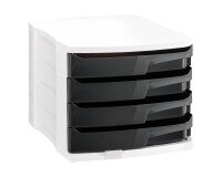 Classifying module Bruneau 4 drawers black and light grey 