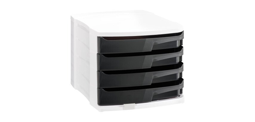 Classifying module Bruneau 4 drawers black and light grey 