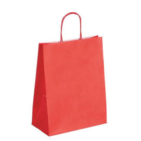 Bolsa de papel kraft asas trenzadas rojo 30 x 23 x 12 cm - Caja de 50