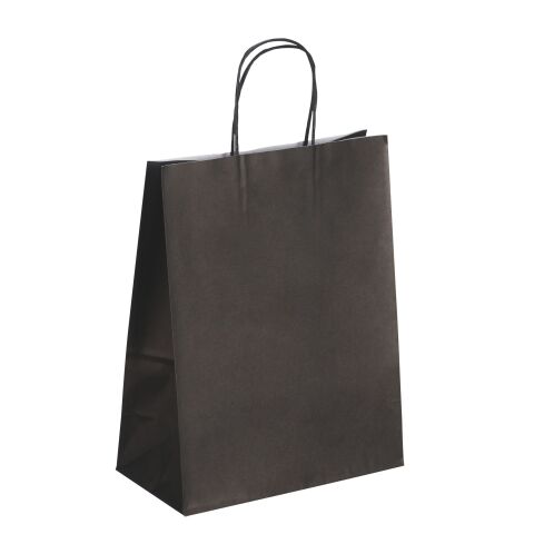 Bolsa de papel kraft asas trenzadas Negro 30 x 23 x 12 cm - Caja de 50