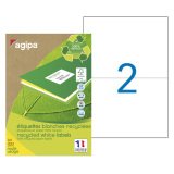 Etiquette adresse recyclée 210 x 148,5 mm Agipa 101194 blanches multi-usage - Boîte de 200