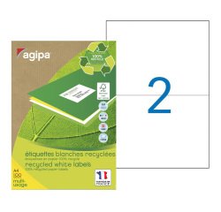 Multifunctionele gerecycleerde adresetiketten 210 x 148,5 mm Agipa 101194 wit - Doos van 200