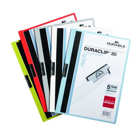 Dossier pinza lateral metálica Duraclip® 30 hojas A4 Durable colores surtidos