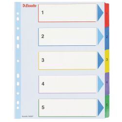 Rewritable dividers, A4, 5 divisions