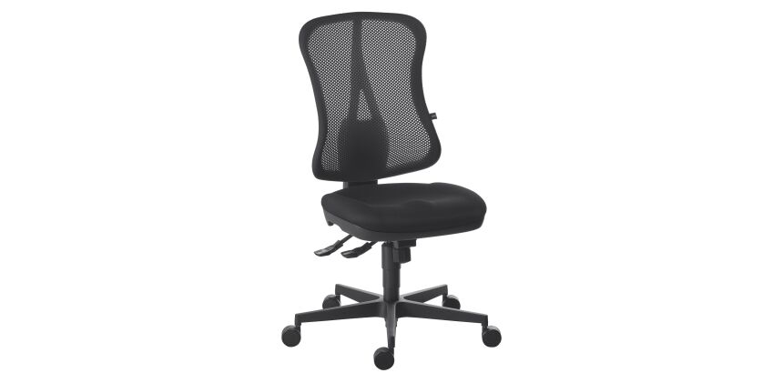 Chaise de bureau ANDRIO tissu et maille - avec ou sans accoudoirs et soutien lombaire - Mécanisme Synchrone - Pieds noir