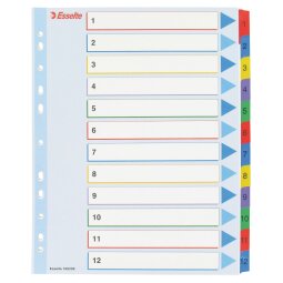 Rewritable dividers, A4, 12 divisions