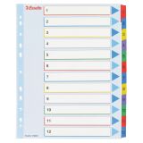 Intercalaire numérique réinscriptible A4+ Esselte 12 onglets multicolores - 1 jeu