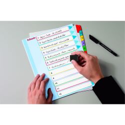 Intercalaire A4+ carte bristol blanche Esselte 5 onglets numériques réinscriptibles multicolores - 1 jeu