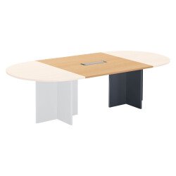 Extension hêtre pour table modulable avec Top Access intégré pieds croix Essens