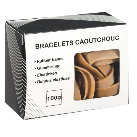 Pack of 100 g rubber elastics 120 x 10 mm