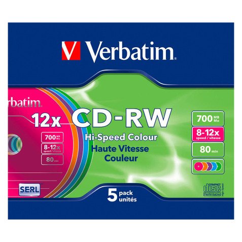 CD-RW Verbatim 8x-12x 700 MB pastel colour / slim case