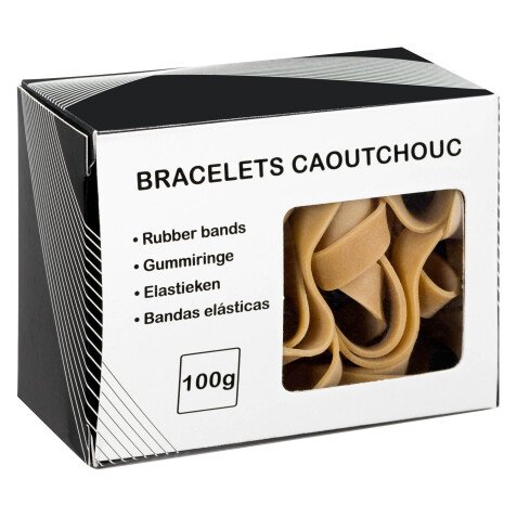 Box of 100 g rubber bands 200 x 10 mm