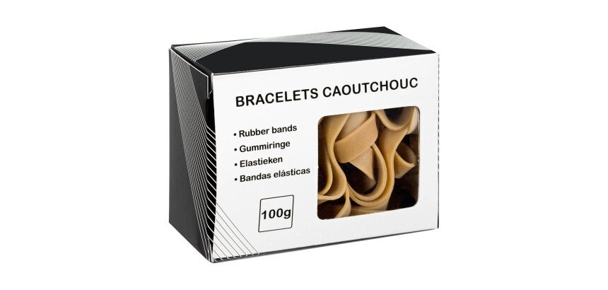 Bracelets caoutchouc 200 x 10 mm - Boîte de 100 g