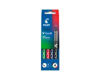 Bolígrafo roller de escritura fina Pilot V-Ball - Bolsa de 4 colores clásicos