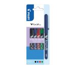 Balpen Pilot V-Ball fijne schrijfdikter. Etui met 4 klassieke kleuren