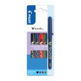 Stylo roller Pilot V-Ball écriture moyenne - Pochette de 4 couleurs classiques
