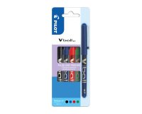Stylo roller Pilot V-Ball couleurs assorties 0,7 mm - Pochette de 4