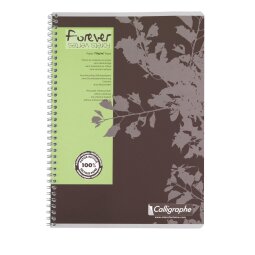Cahier recyclé spirale Clairefontaine Forever A4 21 x 29,7 cm - petits carreaux 100 pages