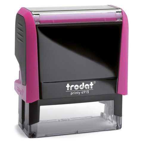 Trodat Printy 4915 sello con texto personalizado 8 líneas 70 x 25 mm monocromo carcasa fucsia
