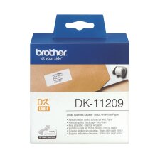 Brother DK-11209 Rollo de etiquetas de direcciones originales - Negro sobre blanco, 29 x 62 mm
