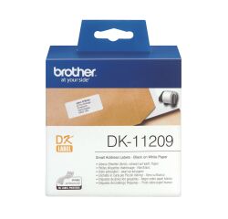 Brother DK-11209 Rollo de etiquetas de direcciones originales - Negro sobre blanco, 29 x 62 mm