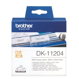 Brother DK-11204 Rollo de etiquetas original - Negro sobre blanco, 17 x 54 mm