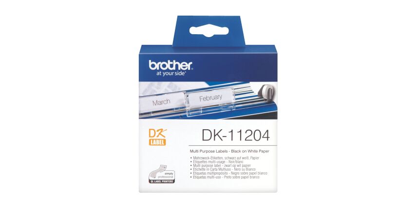 Etiquette adresse papier 17 x 54 mm Brother DK11204 blanche - Rouleau de 400