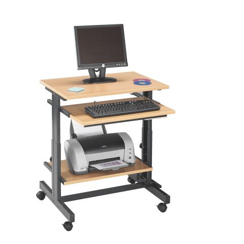 Mesa informática compacta haya/ negro regulable en altura