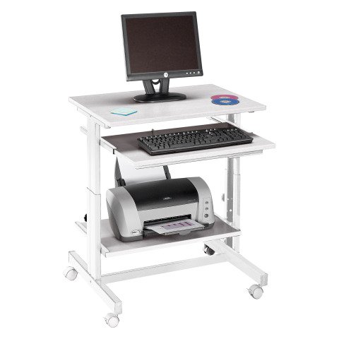Mesa informática compacta gris regulable en altura
