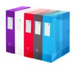 Boîte de classement plastique Viquel translucide dos 8 cm - couleurs assorties