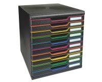 Classifying module Exacompta Modulo 10 drawers colored 