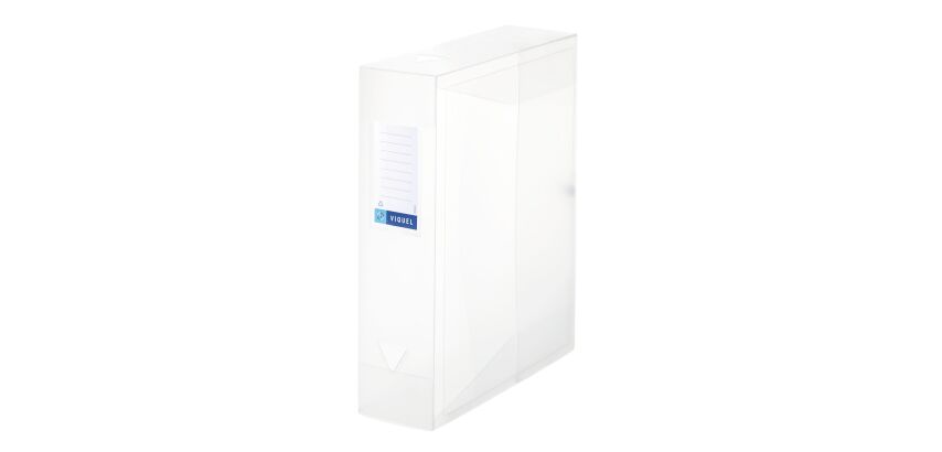 Boîte de classement plastique Viquel translucide dos 8 cm - incolore