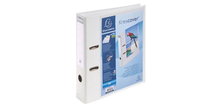 Classeur à levier plastifié personnalisable - Dos 7 cm - Blanc - Exacompta