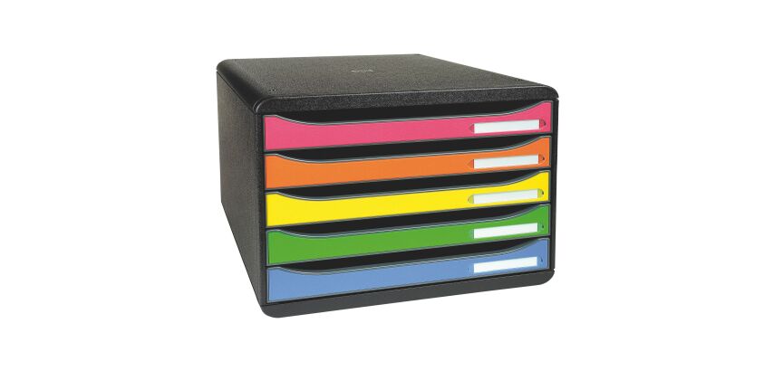 Module de classement Exacompta Big Box Plus à l'italienne coffre noir 5 tiroirs couleur