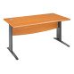 Straight desk Excellens 140 cm metallic L-shaped undercarriage cherry tree