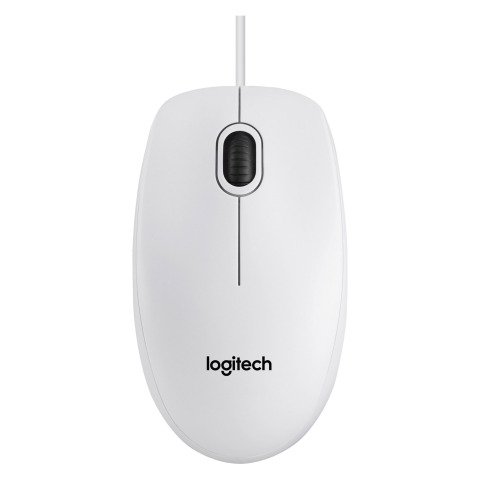 Ratón con cable B100 Logitech color blanco