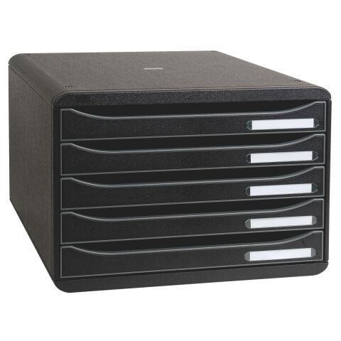 Módulo apaisado 5 cajones estilo italiano Exacompta Big Box Plus negro