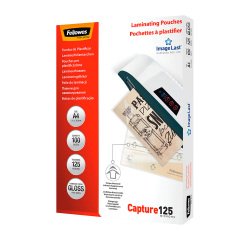Boîte 100 pochettes de plastification A4 2 x 125 µ brillantes Fellowes