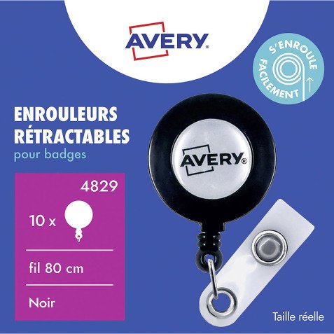 Cordón extensible para identificadores con botón Avery - caja de 10