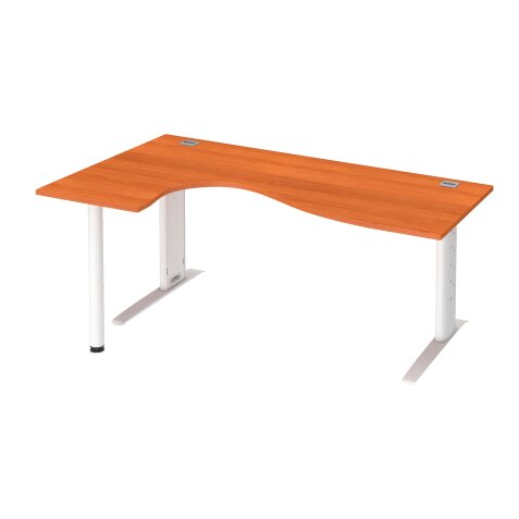 Kompakte Arbeitsstation B 180 cm Excellens Beistelltisch links Topf in Kirschbaum mit festem Gestell Metal Plus