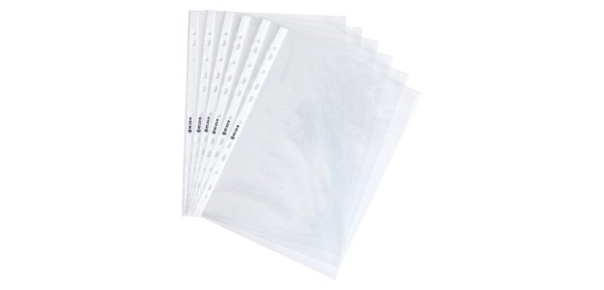 Pack 200 pochettes perforées Bruneau A4 PVC lisse 10/100e + 100 offertes